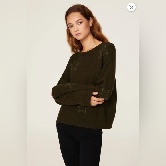 Rails Sweaters - Rails Perci Star Sweater in Olive Green